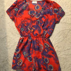 Everly Red Patterned Romper